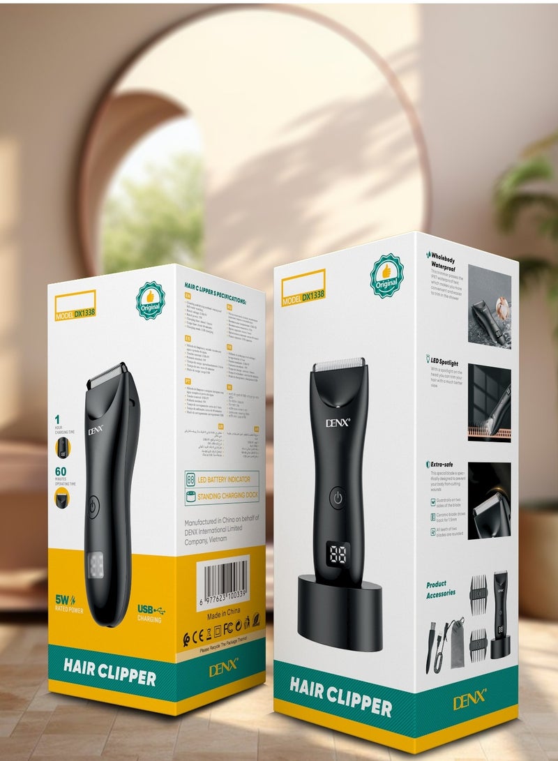 Denx Professional Trimmer Below The Belt Trimmers Built for Men Hair Clippers Effortlessly Trim Hair Waterproof Groin & Body Shaver Home Barber Kit with Universal USB Charging - Image 1