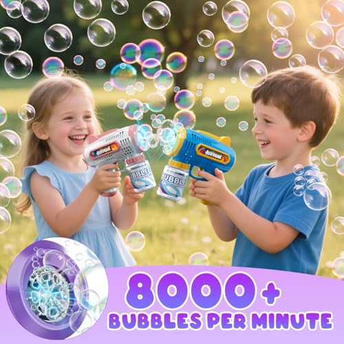 Britik 3 Pack Bubble Guns with Bubbles Solution Automatic Bubble Maker Machine for Boys Girls Bubble Guns Outdoor Toys for Toddlers Party Wedding Birthday Gifts for Ages 3 4 5 6 7 8 Year Old Kid - Image 5