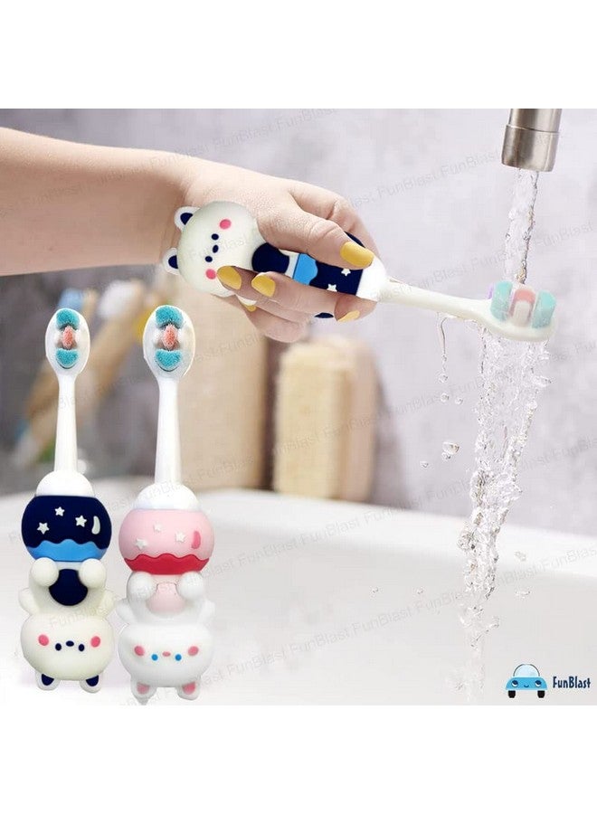 فنبلاست فرشاة أسنان ناعمة بتصميم حيواني من FunBlast للأطفال، فرشاة أسنان ناعمة للغاية من الألياف الدقيقة للأطفال من سن 3 إلى 6 سنوات، فرشاة أسنان يدوية للأطفال، الأولاد والبنات (عبوة من قطعتين على شكل دب، متعدد الألوان) - Image 5