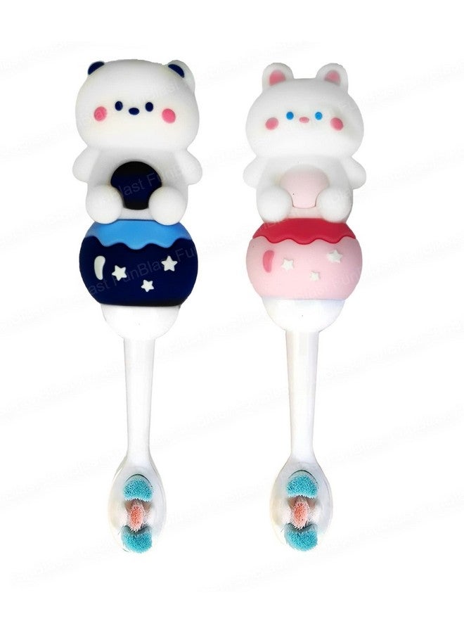 فنبلاست فرشاة أسنان ناعمة بتصميم حيواني من FunBlast للأطفال، فرشاة أسنان ناعمة للغاية من الألياف الدقيقة للأطفال من سن 3 إلى 6 سنوات، فرشاة أسنان يدوية للأطفال، الأولاد والبنات (عبوة من قطعتين على شكل دب، متعدد الألوان) - Image 1