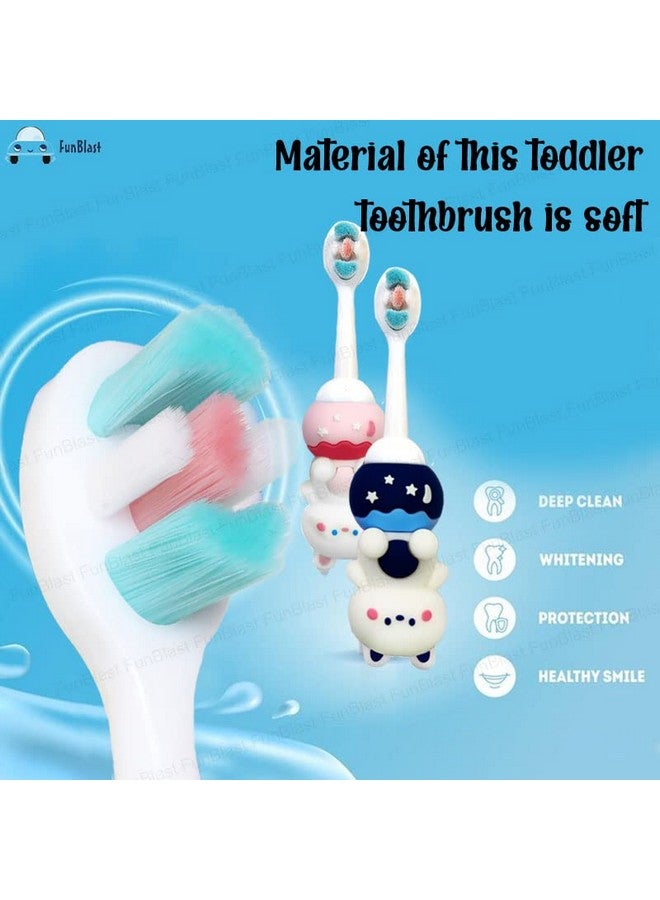 فنبلاست فرشاة أسنان ناعمة بتصميم حيواني من FunBlast للأطفال، فرشاة أسنان ناعمة للغاية من الألياف الدقيقة للأطفال من سن 3 إلى 6 سنوات، فرشاة أسنان يدوية للأطفال، الأولاد والبنات (عبوة من قطعتين على شكل دب، متعدد الألوان) - Image 4
