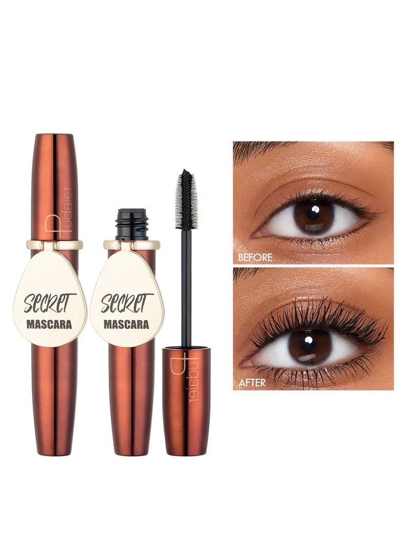 pudaier ماسكارا سر و حجم تطويل رموش أكثر سمكًا وأطول تمديد احترافي مقاوم للماء ماسكارا رموش تدوم طويلاً بدون تكتلات بدون تلطيخ سوداء - Image 1