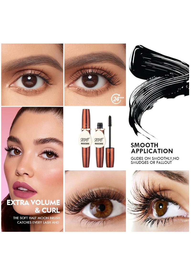 pudaier ماسكارا سر و حجم تطويل رموش أكثر سمكًا وأطول تمديد احترافي مقاوم للماء ماسكارا رموش تدوم طويلاً بدون تكتلات بدون تلطيخ سوداء - Image 3