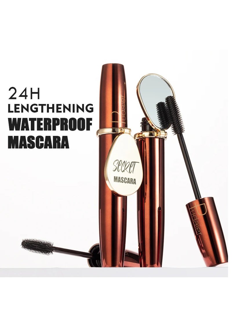 pudaier ماسكارا سر و حجم تطويل رموش أكثر سمكًا وأطول تمديد احترافي مقاوم للماء ماسكارا رموش تدوم طويلاً بدون تكتلات بدون تلطيخ سوداء - Image 2