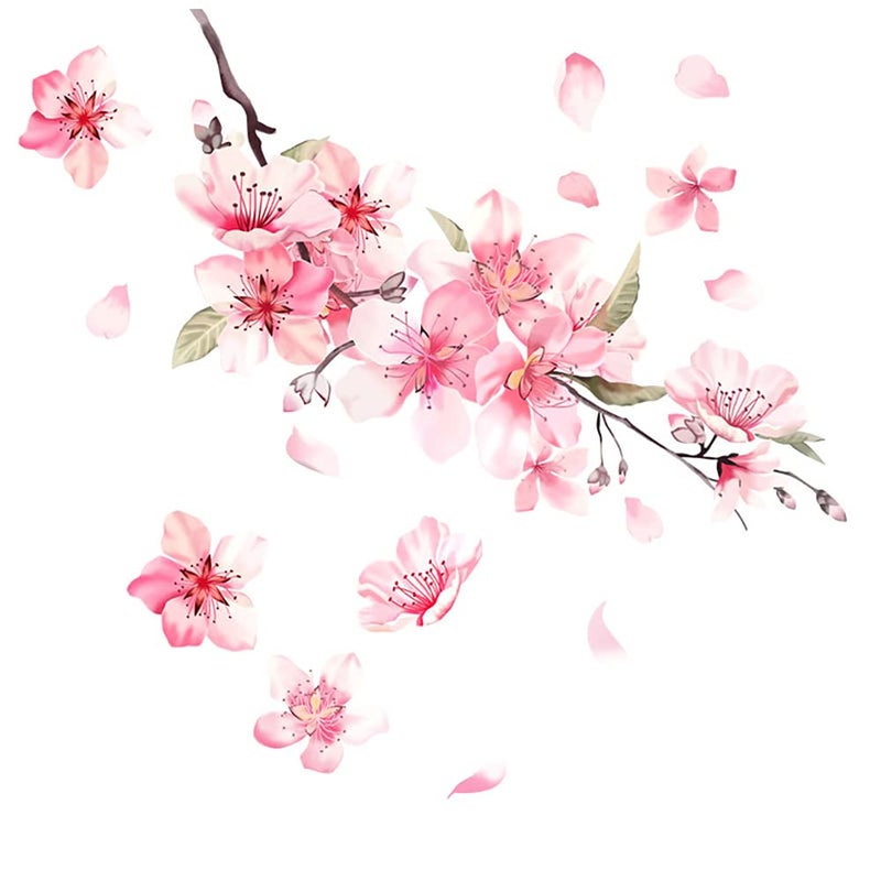 ملصقات سيارة AMIORO من 2 قطعة زهور الكرز ملصقات خدوش تزيين السيارة