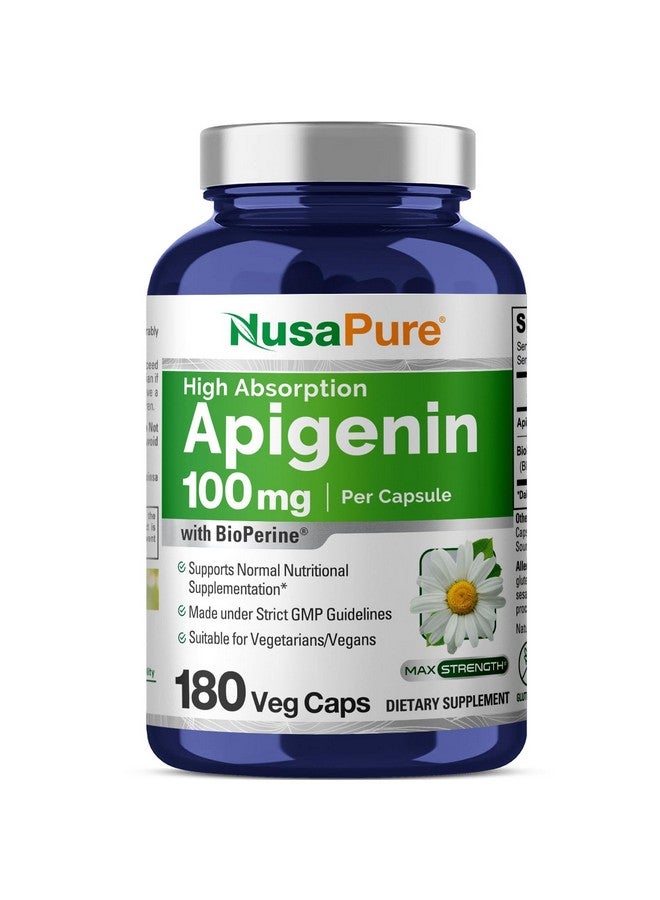 NusaPure نوسابور أبجينين 100 ملغ لكل كبسولة 180 كبسولة - بيوبيرين (غير معدلة وراثيًا، خالية من الغلوتين) - Image 1
