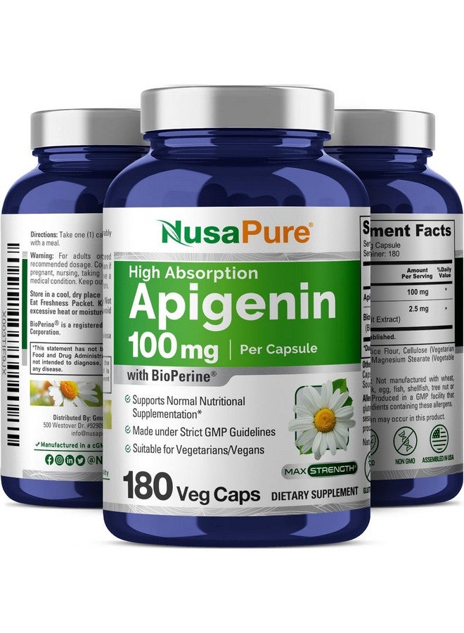 NusaPure نوسابور أبجينين 100 ملغ لكل كبسولة 180 كبسولة - بيوبيرين (غير معدلة وراثيًا، خالية من الغلوتين) - Image 4