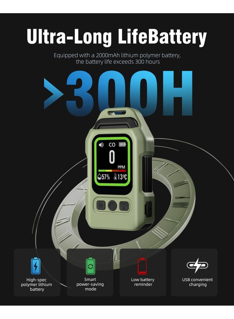 كاشف أول أكسيد الكربون المحمول ثلاثي الوظائف الخارجي، مزود بإضاءة، مع مغناطيس في الجزء الخلفي وتصميم خطاف، يتميز بمستشعرات أول أكسيد الكربون ودرجة الحرارة والرطوبة. - Image 4