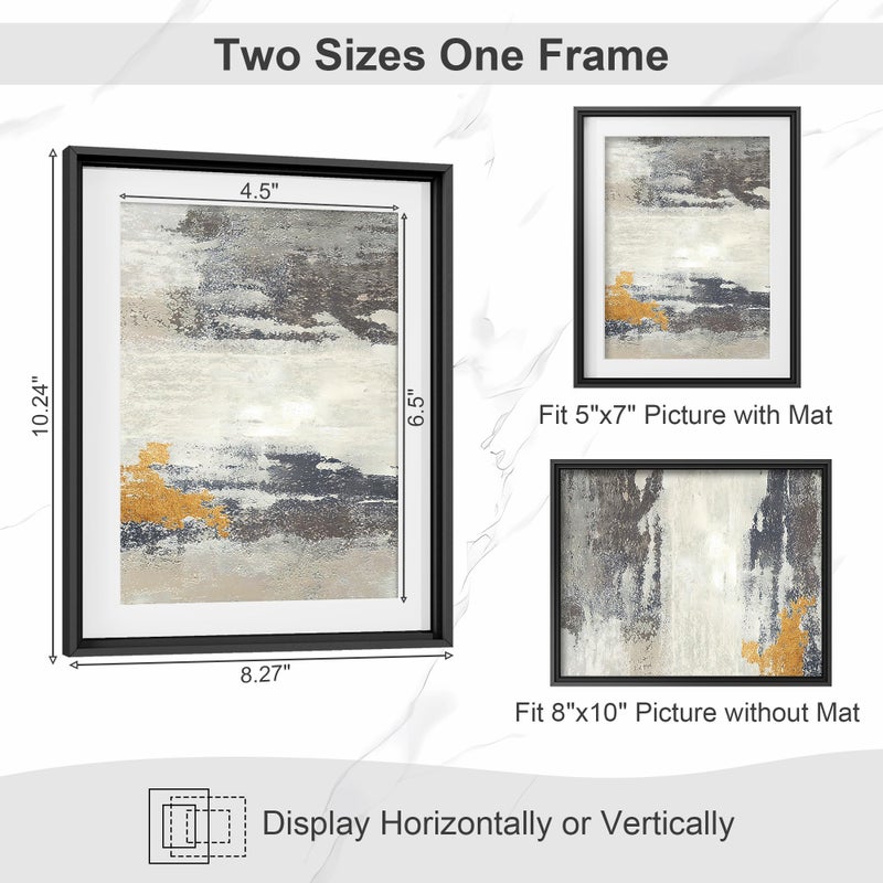 FLYJOE 8x10 إطار الصورة المعدنية 8 × 10 إطارات صور الألومنيوم مع 5 × 7 قابلة للإزالة حصيرة عالية الدقة زجاجية مثالية للجدار أو الجدار الجدار الجدار شمل الأجهزة الأسود 3 حزمة - Image 4