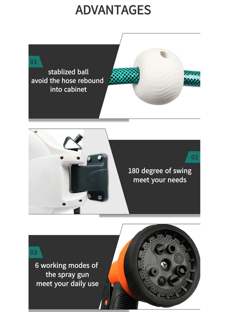 AROAQ Auto Telescopic Pipe Roller Coiler High-pressure Water Gun Garden Tool Car Washing Equipment Hose Reel With 10M Hose - Image 5