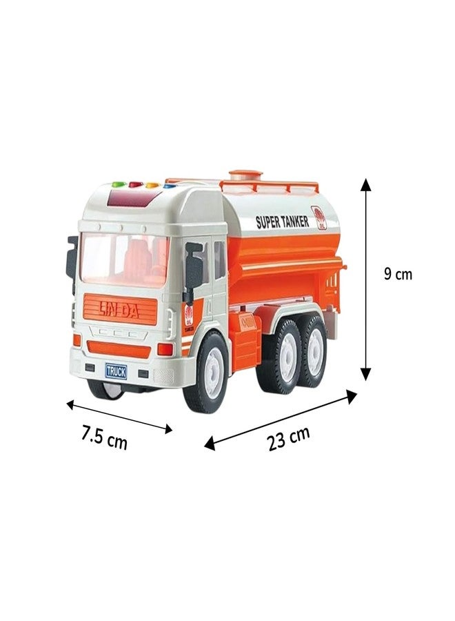 AK ANOLIHK Kids Super Tanker Truck Toy with Lights & Sound, 23cm Oil Tanker Lorry, Friction Powered Heavy Duty Transport Vehicle for Boys & Girls, Construction & Transport Play Truck Toy - Image 3