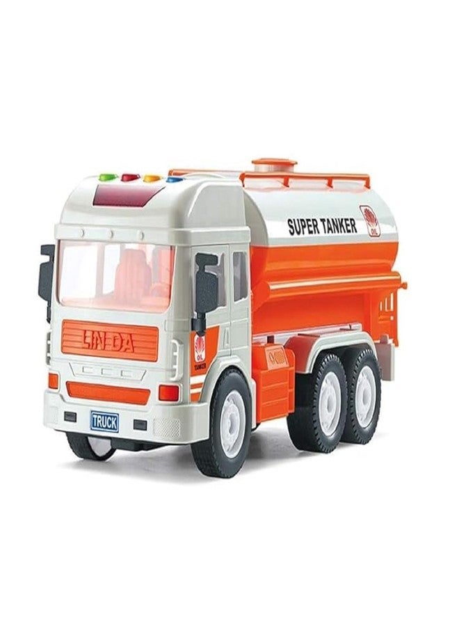 AK ANOLIHK Kids Super Tanker Truck Toy with Lights & Sound, 23cm Oil Tanker Lorry, Friction Powered Heavy Duty Transport Vehicle for Boys & Girls, Construction & Transport Play Truck Toy - Image 1