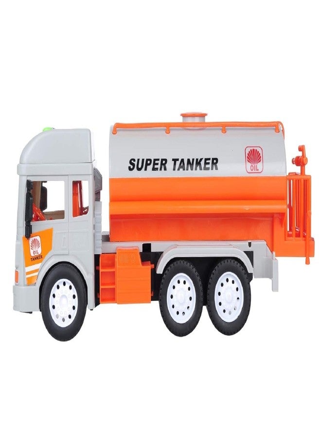 AK ANOLIHK Kids Super Tanker Truck Toy with Lights & Sound, 23cm Oil Tanker Lorry, Friction Powered Heavy Duty Transport Vehicle for Boys & Girls, Construction & Transport Play Truck Toy - Image 2