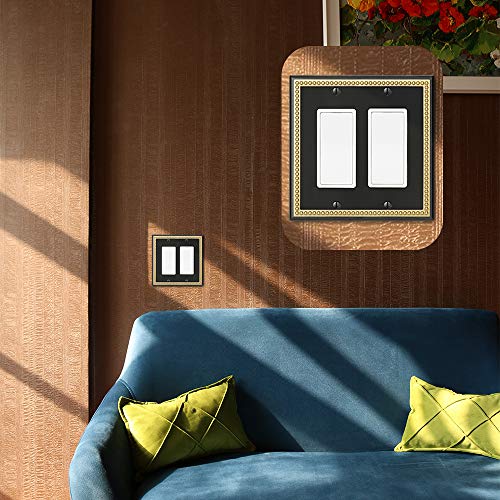 Henne Bery Pearled Frame Decorative Wall Plate Switch Plate Outlet Cover (Double Decorator, Black & Dark Golden) - Image 4