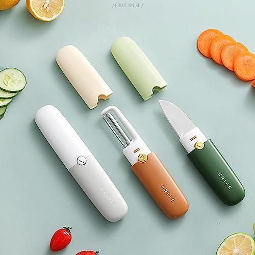 Eloxee Multifunctional 2 in 1 Stainless Steel Fruit Knife and Peeler - Dual-Use Kitchen Tool for Fruits and Vegetables, Portable Outdoor Peeling (Medium, Multicoloured) - Image 1