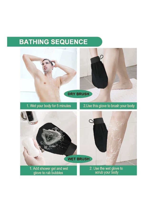 إسكدنيا مجموعة قفازات مغربية مكونة من تلاتة قطع تناسب جميع أنواع البشرة، لتقشير الجسم والبشرة وإزالة الجلد الميت وتحسين الدورة الدموية ، ويمكن استخدامها في الحمام والمنتجعات الصحية متعدد الألوان - Image 4
