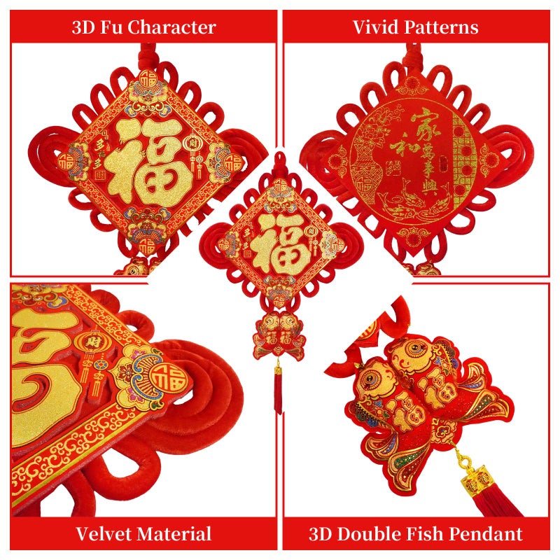 QHZHANG 2026 Horse Year Chinese New Year Decor - Lucky Fu Character Red Chinese Knot & Couplets | Home Party Spring Festival Blessing Ornaments-æ–°å¹´è£…é¥° - Image 4