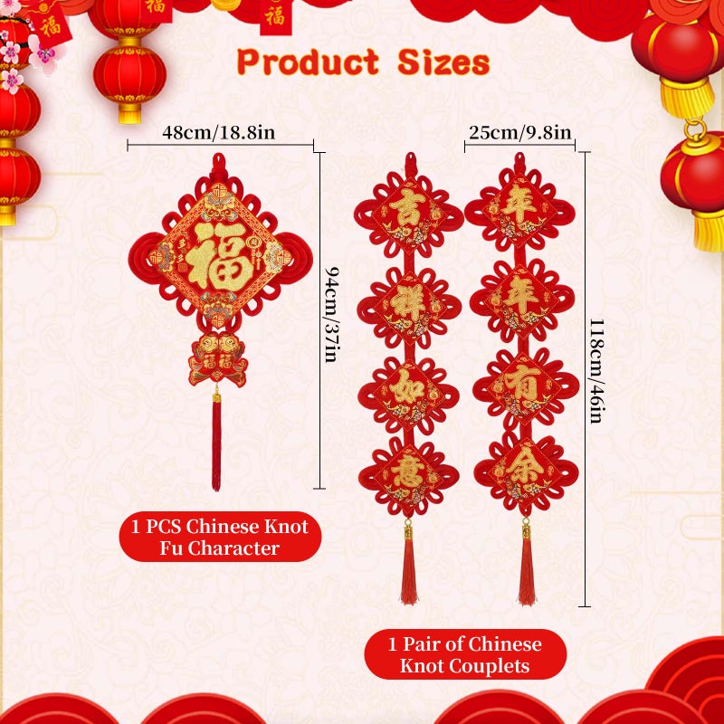 QHZHANG 2026 Horse Year Chinese New Year Decor - Lucky Fu Character Red Chinese Knot & Couplets | Home Party Spring Festival Blessing Ornaments-æ–°å¹´è£…é¥° - Image 2
