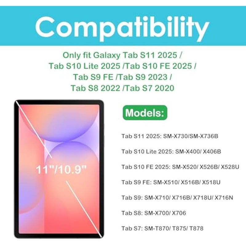 2 Pack Screen Protector for Tablet Galaxy Tab S11/ Tab S10 Lite/Tab S10 FE 2025/Tab S9 FE 10.9/ Tab S9 2023/ Tab S8 2022/ Tab S7 2020 11, Hardness Tempered Glass Screen Film Guard - Image 2