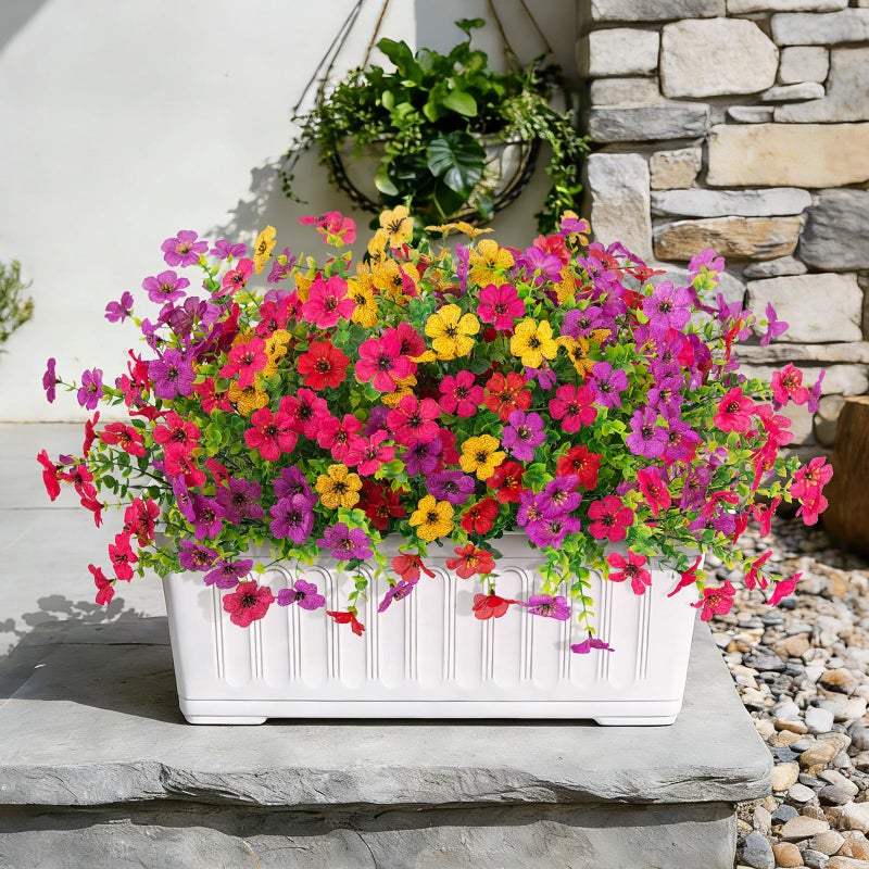 ADXORA 12 Bundles Artificial Flowers,Faux Plants for Spring Summer Decoration, UV Resistant Colorful Violets Eucalyptus for Outside Home Planter Porch Patio Yard Decor - Image 5