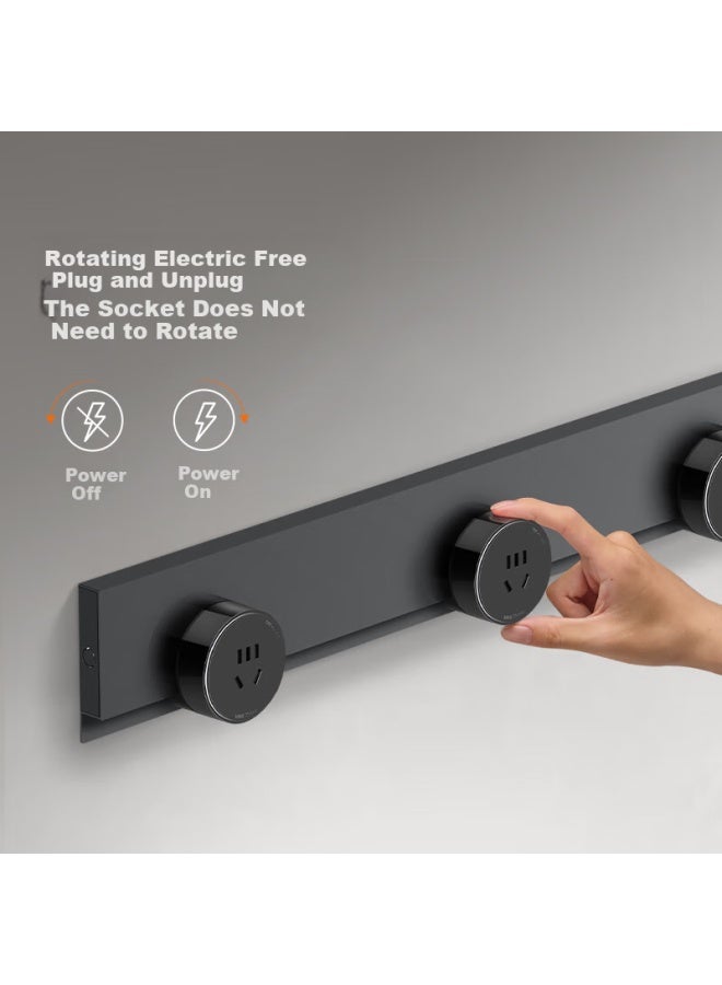 Bull Concealed Track Socket Ultra-thin Zero-gap Movable Wall-mounted Socket Wall-mounted Type Slot-free 50cm Track + 3 Five-hole Adapters Switch Gb7 Distant Mountain Grey - Image 5