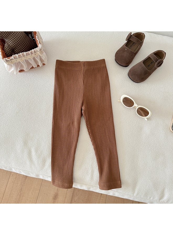 Children's Base Pants, Spring And Autumn Styles Boys And Girls Baby Ribbed Long Pants, Can Be Worn As Outerwear, Ages 2-7, Slim Fit, Can Be Worn As Outerwear Pants
