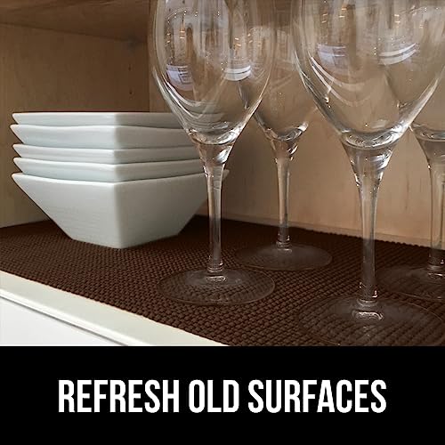 GORILLA GRIP powerGRIP Drawer Shelf and Cabinet Liner, Thick Strong Hold, Non-Adhesive Liners Protect Kitchen Cabinets and Cupboard, Bathroom Drawers, Easy Install, Breathable Mat, 12" x20', Chocolate - Image 4