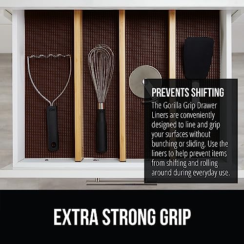 GORILLA GRIP powerGRIP Drawer Shelf and Cabinet Liner, Thick Strong Hold, Non-Adhesive Liners Protect Kitchen Cabinets and Cupboard, Bathroom Drawers, Easy Install, Breathable Mat, 12" x20', Chocolate - Image 3