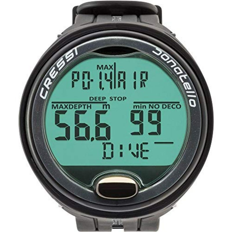 Professional diving wrist computer for scuba and freediving, stainless steel case, black dial, depth gauge and dive time tracking - Image 1