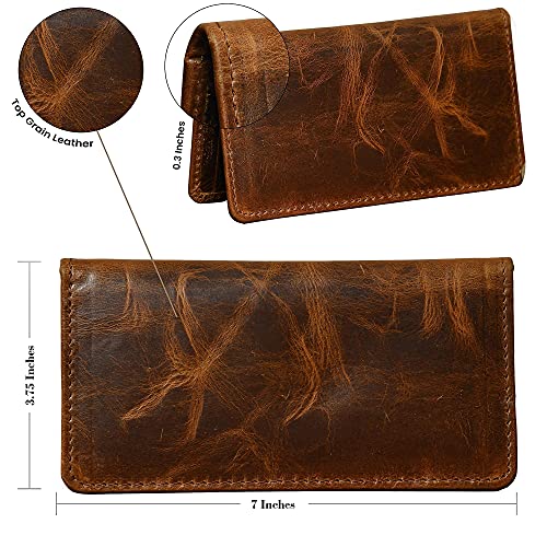 Jajmo Legacy Full Grain Leather Checkbook Cover, Long Bifold Wallet for Men - 11 Compartments - Image 5