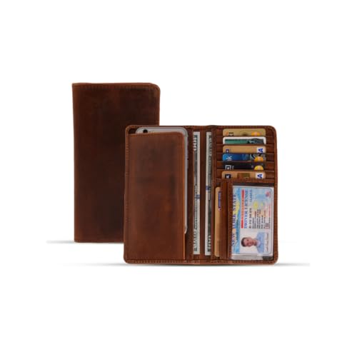 Jajmo Legacy Full Grain Leather Checkbook Cover, Long Bifold Wallet for Men - 11 Compartments - Image 3