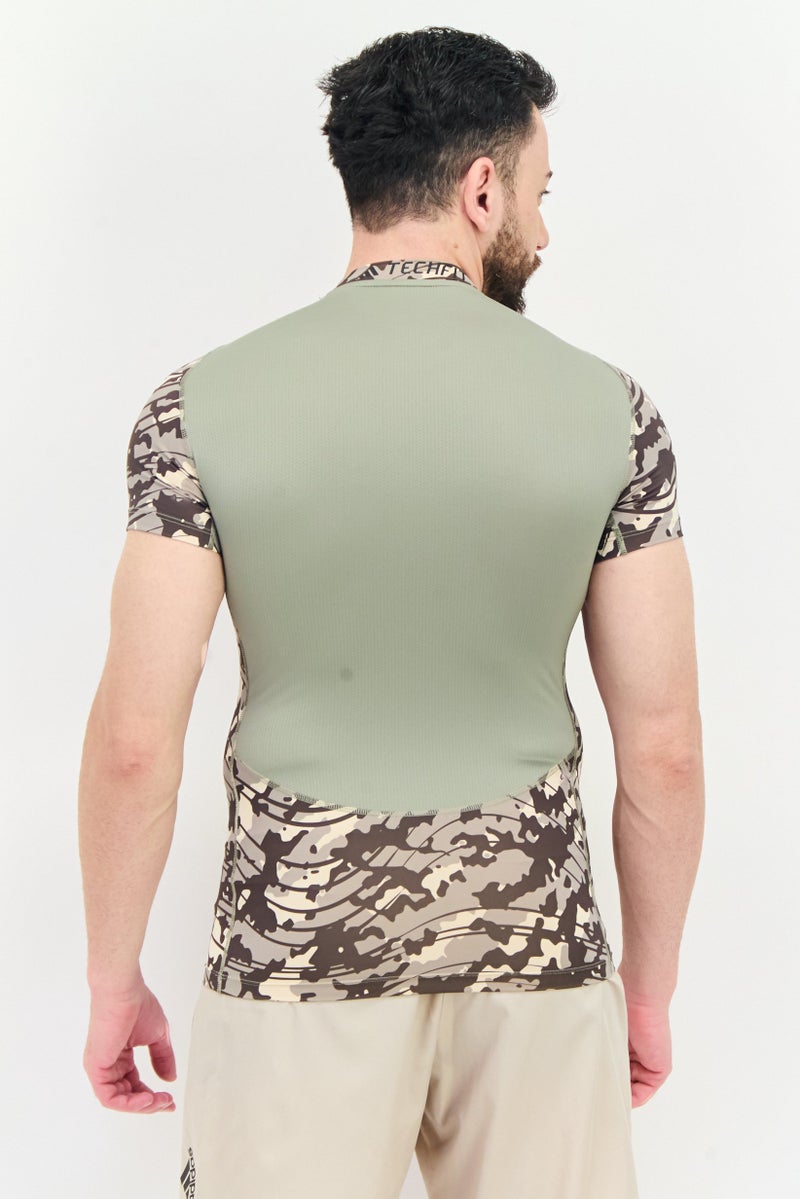 Adidas Men Tight Fit Short Sleeve Camouflage Training T-Shirt, Multicolor - Image 4