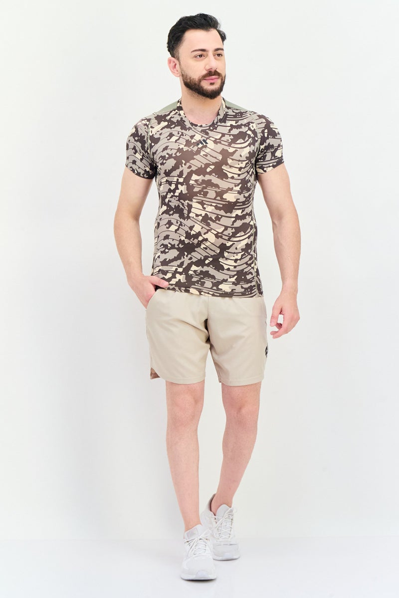 Adidas Men Tight Fit Short Sleeve Camouflage Training T-Shirt, Multicolor - Image 2