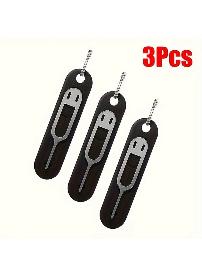 3pcs Black Silicone SIM Card Ejection Tool Universal Portable Anti Loss Needle - Image 1