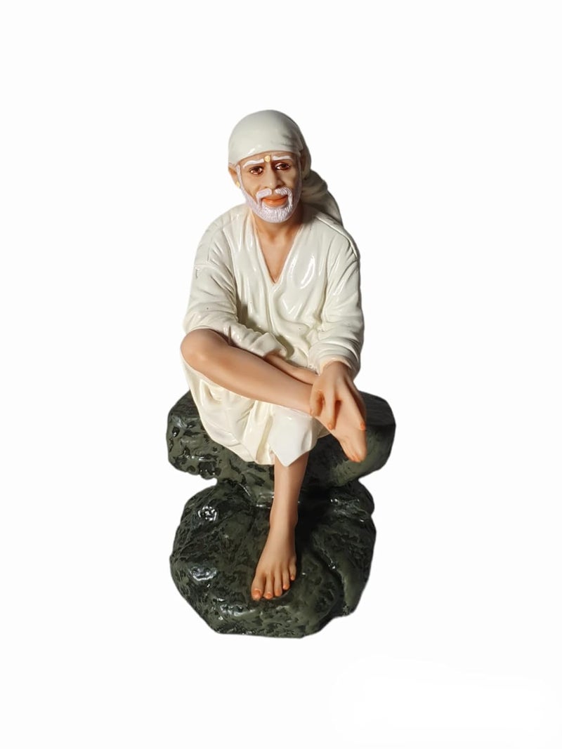 Hemant art Shirdi Lord Sai Baba Statue IdolMurti Marble Pure Resin Shirdi Lord Sai Baba Statue 65 White - Image 1