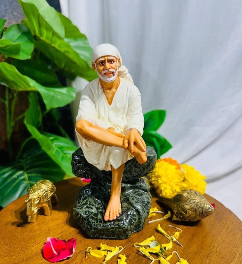Hemant art Shirdi Lord Sai Baba Statue IdolMurti Marble Pure Resin Shirdi Lord Sai Baba Statue 65 White - Image 2
