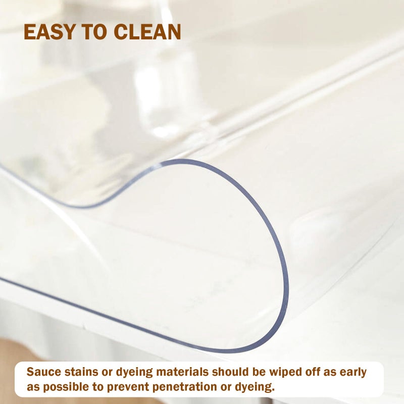 Royhom Clear Table Protector 36 x 60 Inch - 1.5mm Thick Plastic Table Cover, Clear Table Cover Protector Rectangle, Waterproof PVC Desk Mat for Coffee Table, Writing Desk, Dining Room, Dresser - Image 4