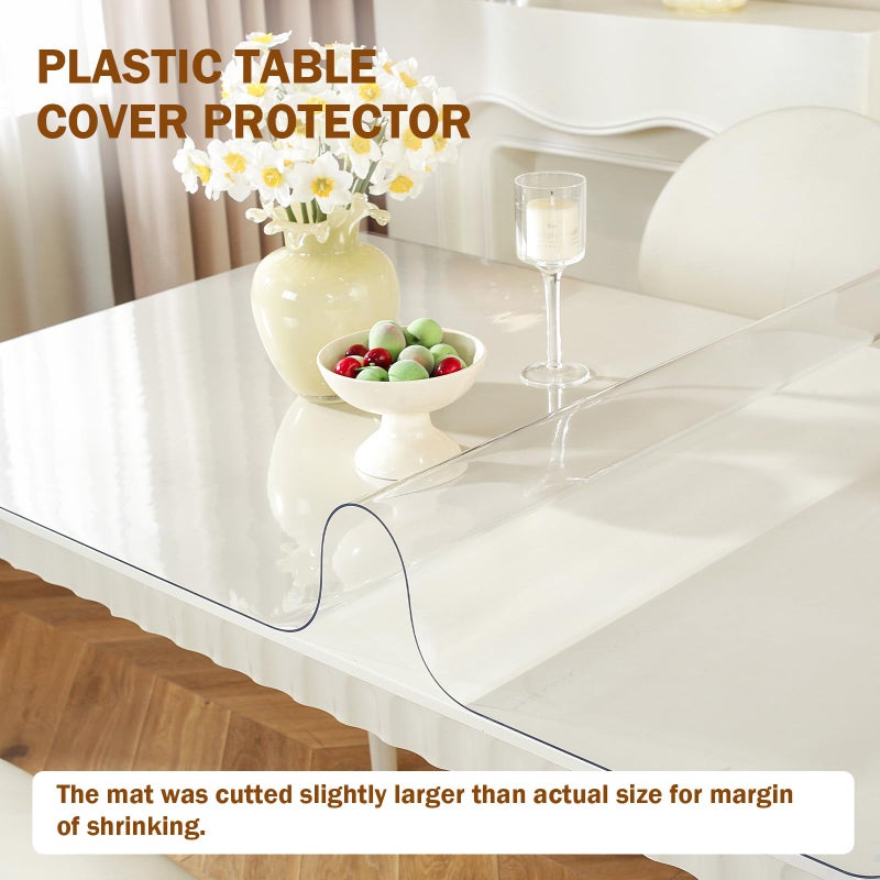 Royhom Clear Table Protector 36 x 60 Inch - 1.5mm Thick Plastic Table Cover, Clear Table Cover Protector Rectangle, Waterproof PVC Desk Mat for Coffee Table, Writing Desk, Dining Room, Dresser - Image 2