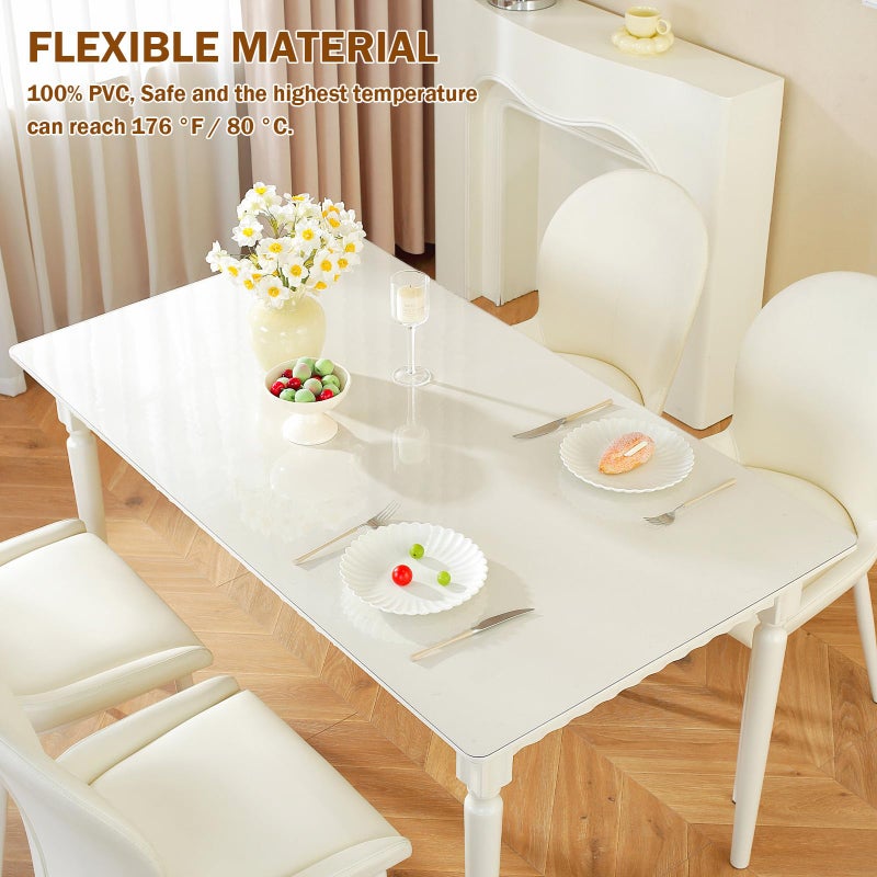 Royhom Clear Table Protector 36 x 60 Inch - 1.5mm Thick Plastic Table Cover, Clear Table Cover Protector Rectangle, Waterproof PVC Desk Mat for Coffee Table, Writing Desk, Dining Room, Dresser - Image 3