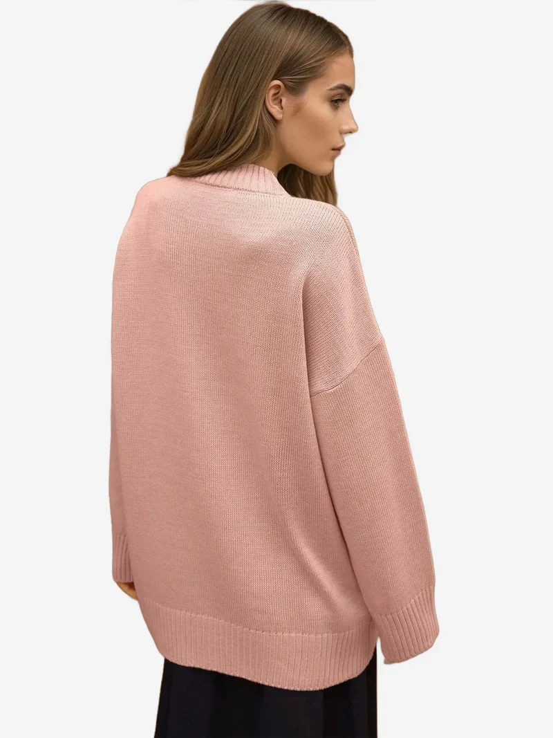 HICCUP Thick Knit Crew Neck Long Sweater
