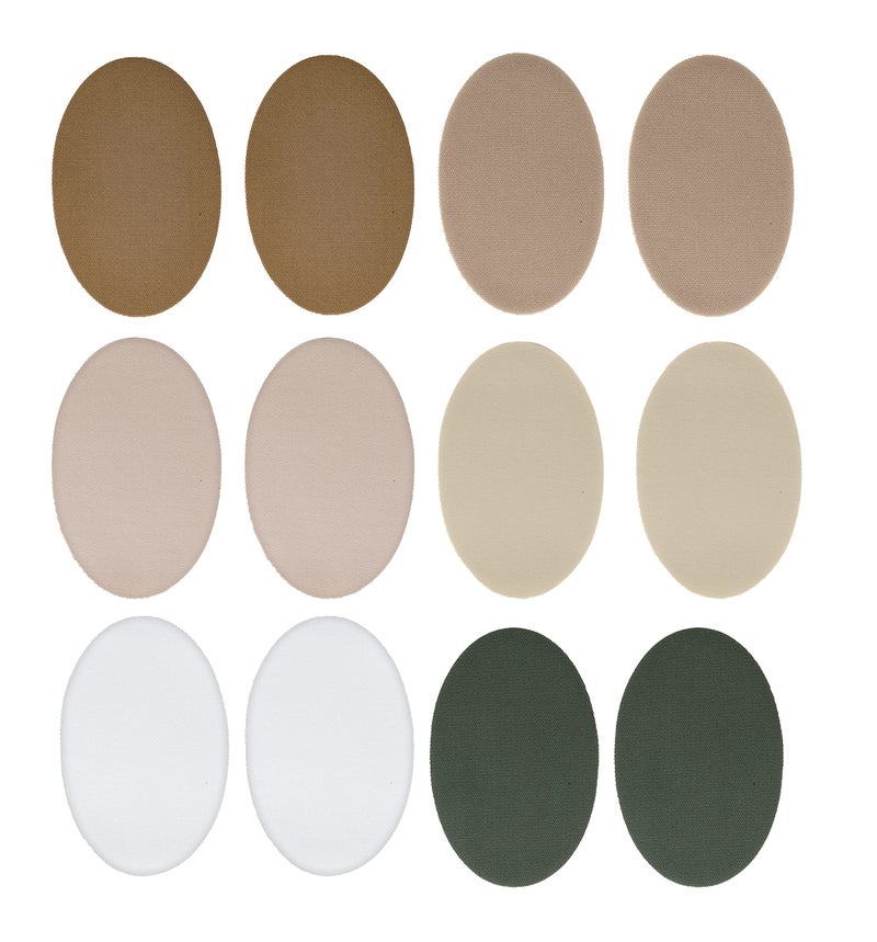 Johnson Smith Iron On Patches 12Piece Iron On Patch for Clothing Fabric Repair Adhesive Fabric Patches in Oval Shapes Easy to Use No Sewing Needed Cool Ovals Patches Khaki