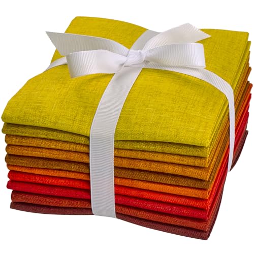 Craftido 11 Options Solids with Tweed Tonals Assorted Color Cotton Quilting Fabric Bundles 10pcs Fat Quarters 18x21 Medium Weight 52oz for Quilting Sewing and Crafts Autumn Hues - Image 1