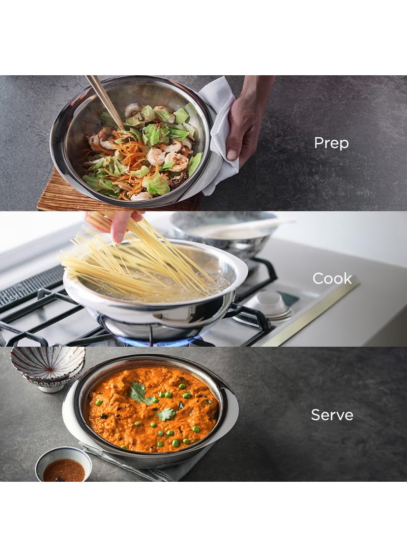 MEYER Meyer Trivantage Nickel Free Stainless Steel Triply Tasla | Steel Kadai Heavy Bottom | Tasla Kadhai | Triply Deep Kadai Without Handle | Gas and Induction Base, 22cm  - Image 3