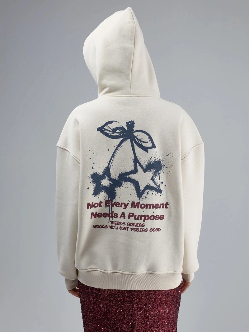 BUSEM Hooded Long Sleeve Sweatshirt with Text Print - Image 5