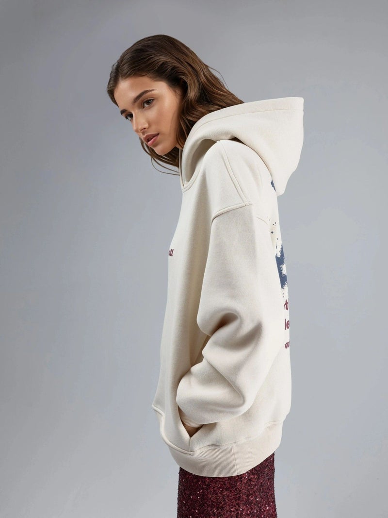 BUSEM Hooded Long Sleeve Sweatshirt with Text Print - Image 3