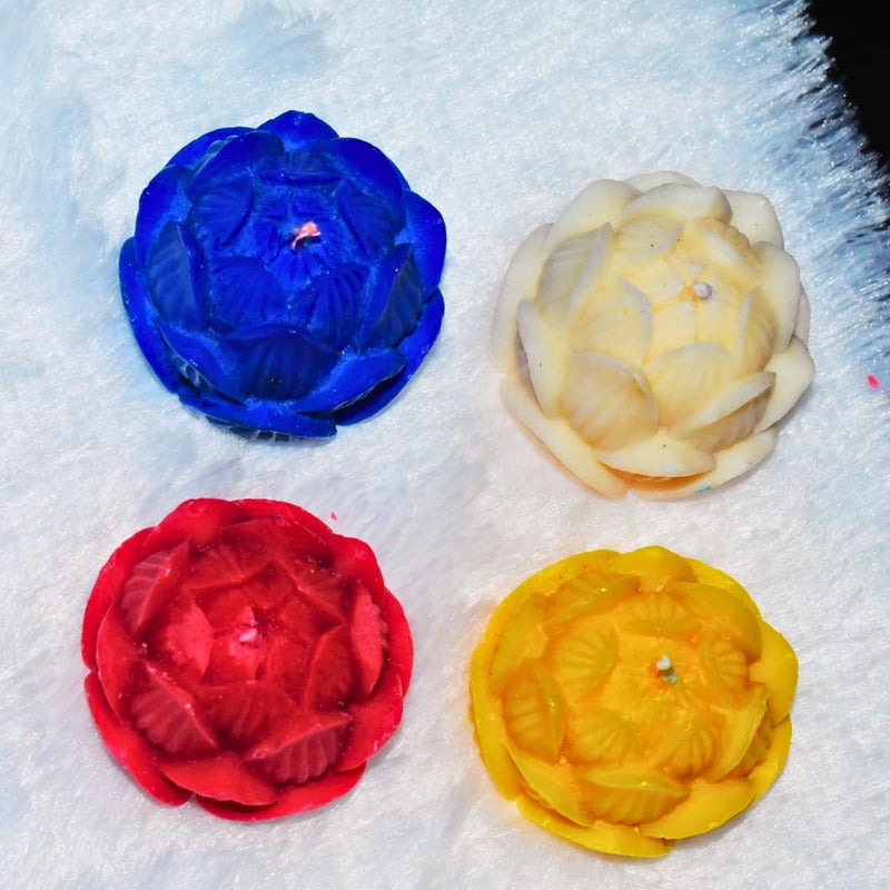 Anak Candles Anak Candles Multicolor Lotus Candles Pack of 4 NonToxic Soy Wax Scented Decorative Candles for Home Festive Dcor  - Image 1