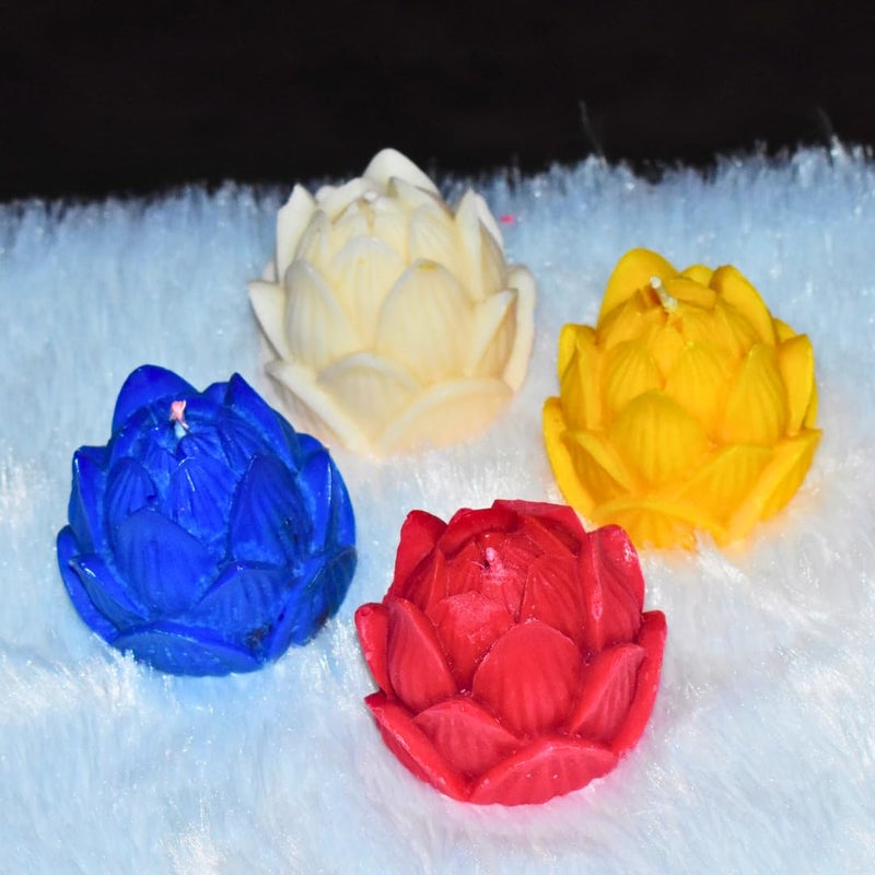 Anak Candles Anak Candles Multicolor Lotus Candles Pack of 4 NonToxic Soy Wax Scented Decorative Candles for Home Festive Dcor  - Image 2