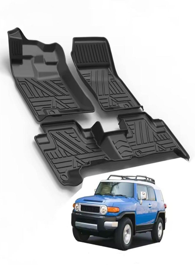 حصائر أرضية TPE لتويوتا FJ كروزر. حصائر 5D لتويوتا FJ كروزر 2007-2023. حصائر ثقيلة. مجموعة من 3. سوداء - Image 5