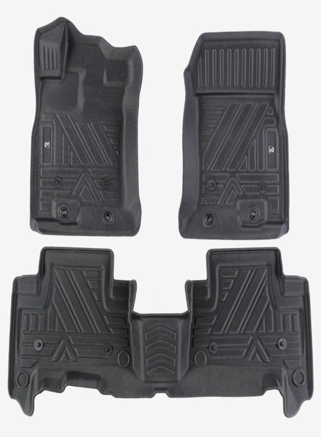 حصائر أرضية TPE لتويوتا FJ كروزر. حصائر 5D لتويوتا FJ كروزر 2007-2023. حصائر ثقيلة. مجموعة من 3. سوداء - Image 2