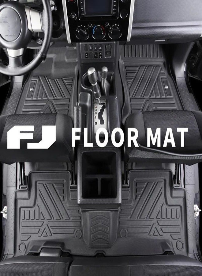 حصائر أرضية TPE لتويوتا FJ كروزر. حصائر 5D لتويوتا FJ كروزر 2007-2023. حصائر ثقيلة. مجموعة من 3. سوداء - Image 3